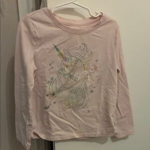 Cat and Jack Pink Unicorn Long Sleeve Girls Tee Size 4/5